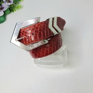 The Ritz Accessory Collection Snakeskin Distressed Graphic Buckle Vintage Belt